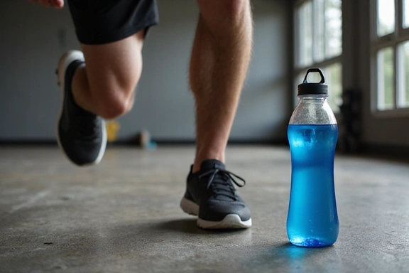 Immagine di una persona che fa esercizio fisico e beve acqua
