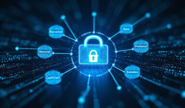 Rappresentazione visiva di dati personali protetti da un lucchetto digitale